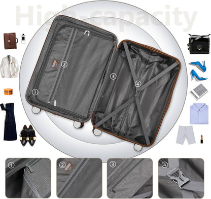 Conjuntos de Malas 6 Peças com Bolsas de Viagem, Malas Rígidas Expansíveis com Rodas Giratórias e Fechadura TSA, Grande Capacidade Creme