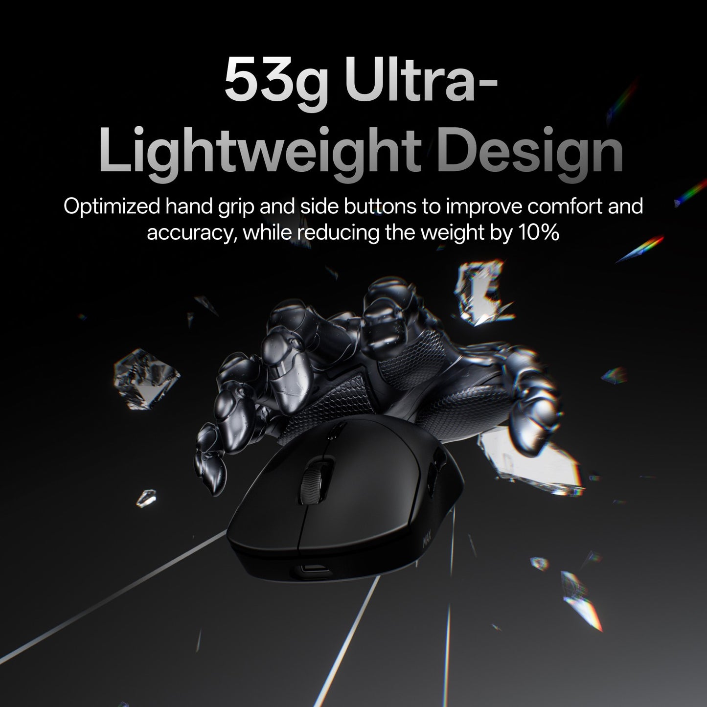 Mouse Gamer Sem Fio Rapoo VT2 MAX E-sports com Sensor Óptico de Taxa de Sondagem de 8K, Design Ergonômico, Leve (53g) para PC e Laptop