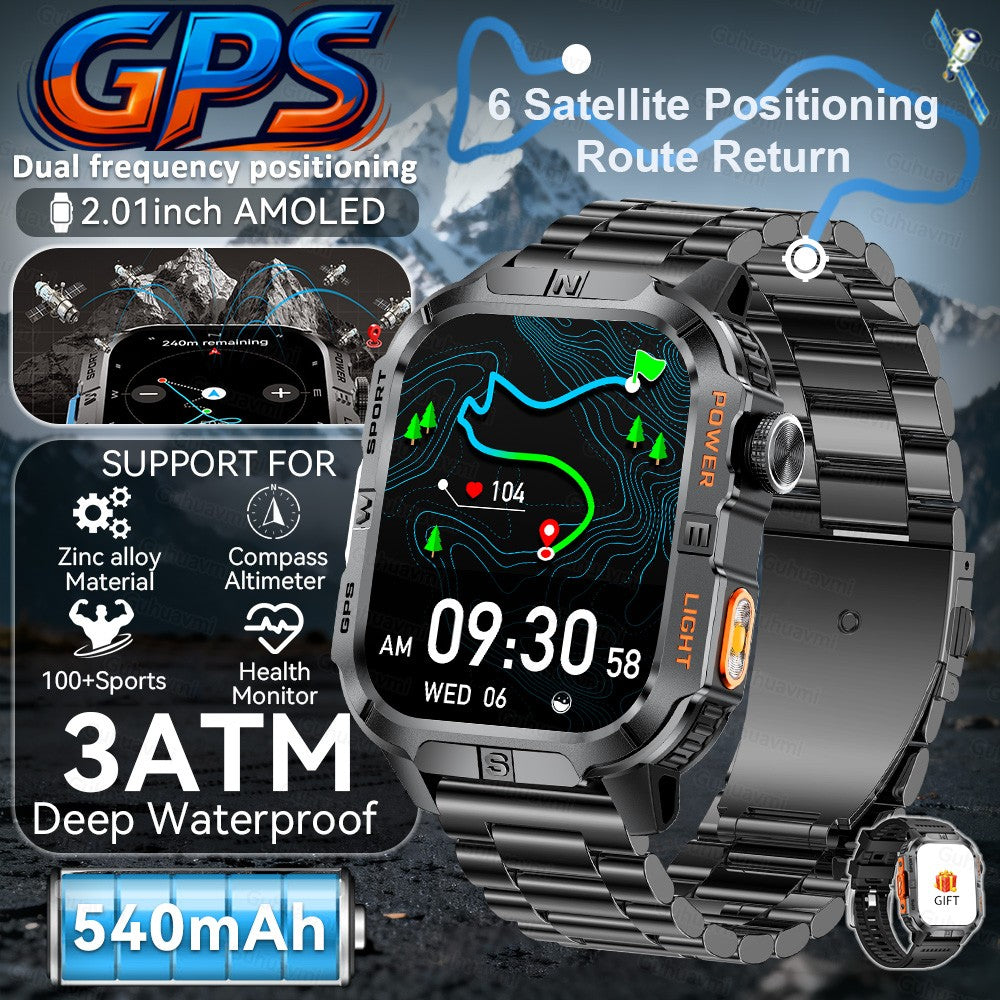 2026 New Millitary Grade GPS Position 2.01"Smart Watch Men 3ATM Waterproof Compass 540mAh Bluetooth Call Sports Smartwatches IOS