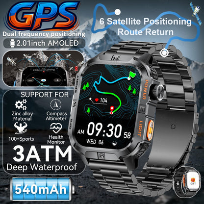 2026 New Millitary Grade GPS Position 2.01"Smart Watch Men 3ATM Waterproof Compass 540mAh Bluetooth Call Sports Smartwatches IOS