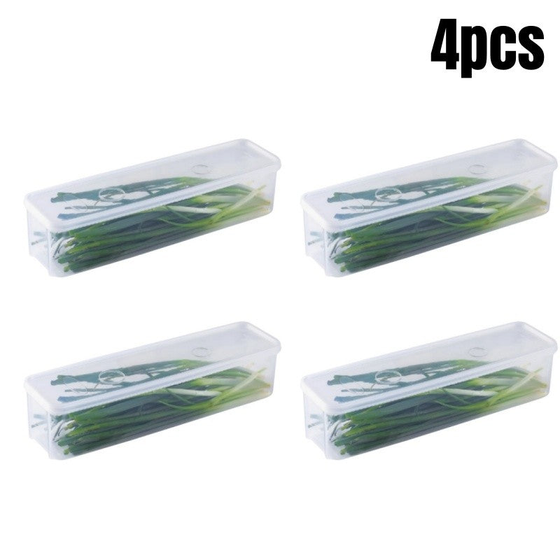 1/2/4Pcs Refrigerator Storage Boxes With Lid Plastic Fresh Keeping Box Kitchen Scallions Cilantro Eggs Noodles Sealed Container