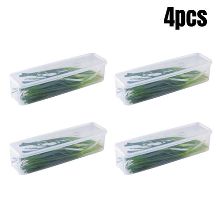 1/2/4Pcs Refrigerator Storage Boxes With Lid Plastic Fresh Keeping Box Kitchen Scallions Cilantro Eggs Noodles Sealed Container