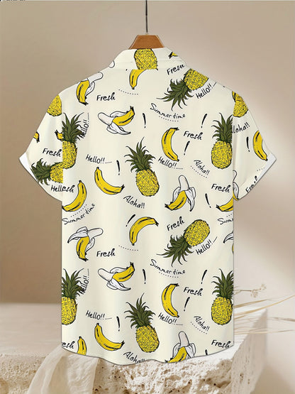 Fruit 3D Printed Fashion Men's Shirt Lemon Banana 3D Printed Summer Short Sleeve Hawaiian Shirt Beach Holiday Cool Casual Tops