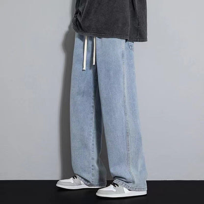 Spring Autumn Men Baggy Jeans Oversize Straight Loose Casual Denim Trousers Solid Color Streetwear Fashion Y2k Wide Leg Pants