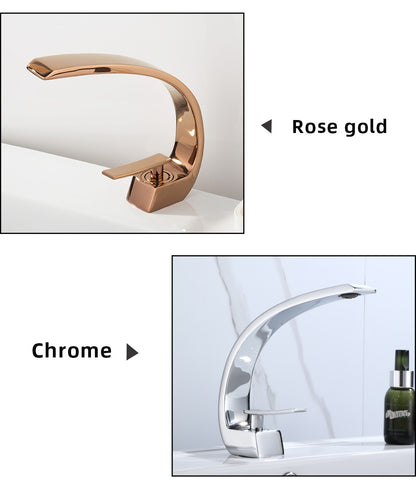 Basin Faucet Modern Bathroom Mixer Tap Black/Gold Wash basin Faucet Single Handle Hot and Cold Waterfall Faucet