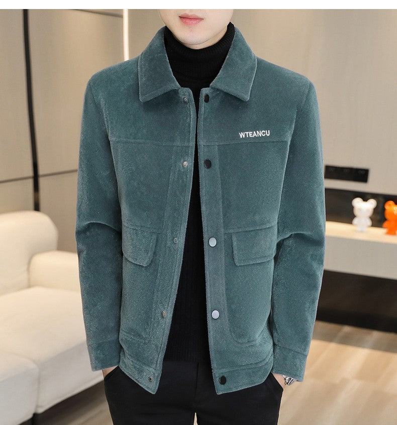 2022 Winter Wool Blends Jacket Plush Velvet and Short Thicken Trench Coat Casual Business Woolen Overcoat Social Men Clothing