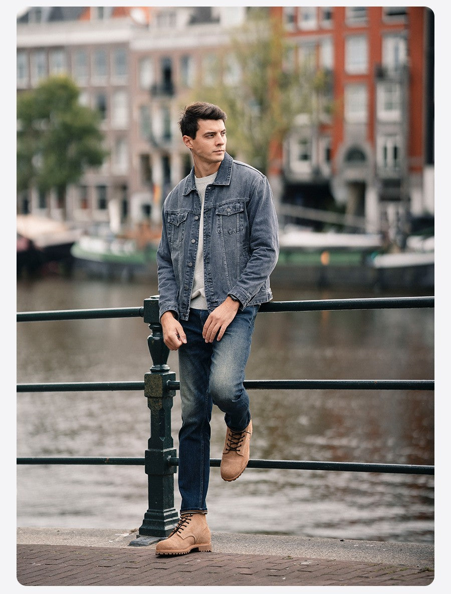 SIMWOOD 2025 Autumn New Oversize 12.5oz Classical Denim Jackets Men Washed Vintage Casual Jacket