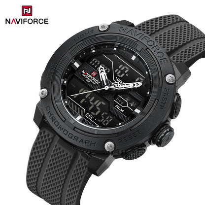 NAVIFORCE Sport Watch for Men Waterproof Dual Display Quartz Wristwatch Mens Digital Date Clock Military Stopwatch Reloj Hombre