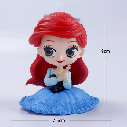10cm Disney Q Posket Branca de Neve Sofia Alice Bela Sereia Aurora Princesas Bonecas Colecionáveis Modelo Brinquedos Decoração de Bolo