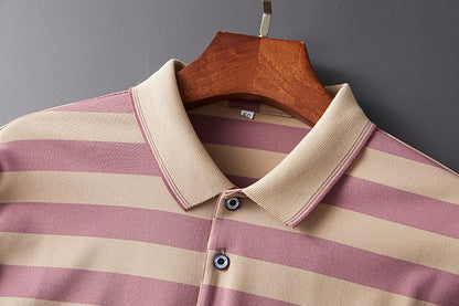 High End Design Men's Polo Shirt Striped Letter Print Short Sleeve Lapel T-Shirt Summer New Business Versatile Casual Men's Wear