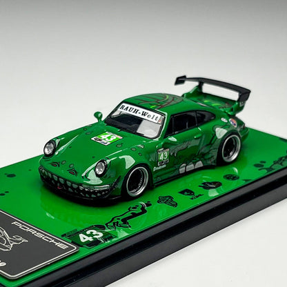 In-Stock Flame 1:64 Rwb 993 964 Pink/Green Dinosaur Paint Simulation Alloy Miniature Die-Cast Car Model Custom Children Toy Gift