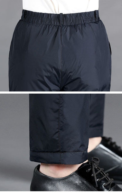 Calça Masculina Grossa de Inverno Corta-vento Quente Reta Acolchoada Algodão Elástico Forrada de Lã para Uso Externo