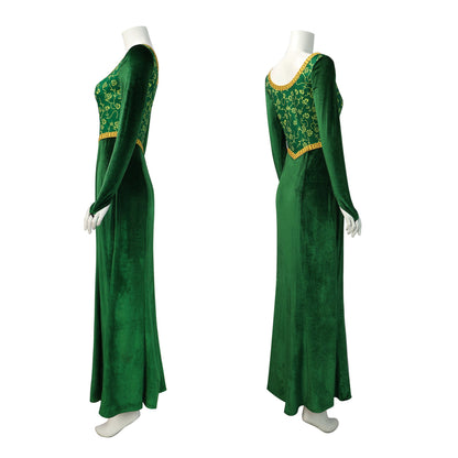 Anime Princess Green Dress Fiona Dress Shrek Cosplay Costume Halloween Fancy Fantasy Party Suit Roleplay for Adult Woman