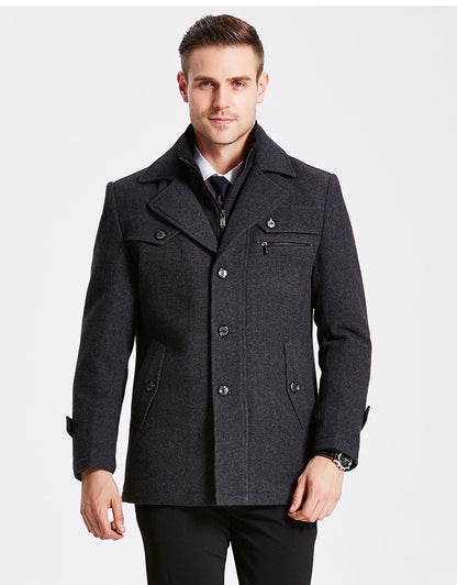 Winter Men's Jacket Oversized Wool Overcoat Solid Warm Pea Coats Thicken Casual Woolen Coat Men Clothing Parka A3F1303