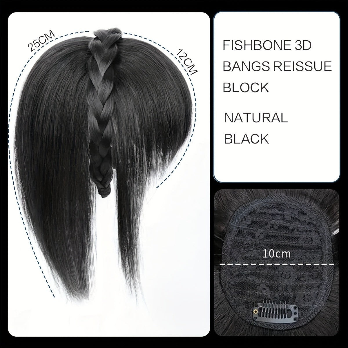 Topper de Cabelo Sintético com Tiara Franja Franja 3D Cabelo Sintético Clip em Extensões de Cabelo para Uso Diário Acessórios de Cabelo