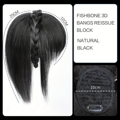 Topper de Cabelo Sintético com Tiara Franja Franja 3D Cabelo Sintético Clip em Extensões de Cabelo para Uso Diário Acessórios de Cabelo