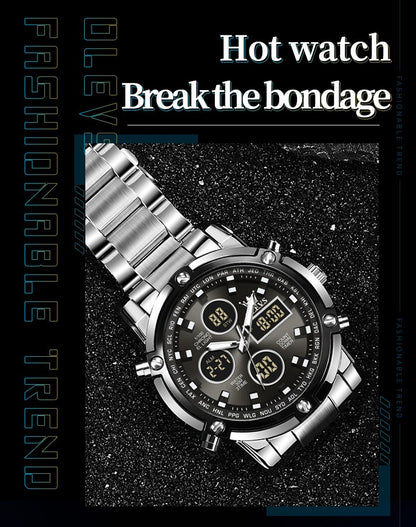 OLEVS Men's Watches Original Multifunctional Wlectronic Watch for Man Waterproof Luminous Alarm Clock Fashion Dress