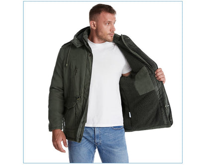 Winter Mens Fleece Warm Jackets Fashion Men Thicken Thermal Tactical Hooded Coats Men Outdoor Multi-pocket Windbreaker Jacket
