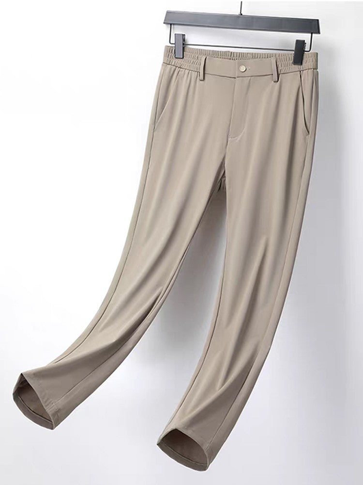 Summer Men's Casual Pants Korean Fashion Light Cool Ice Silk Stretch Golf Pants Slim Fit Suit Pants Male Office Formal Trousers