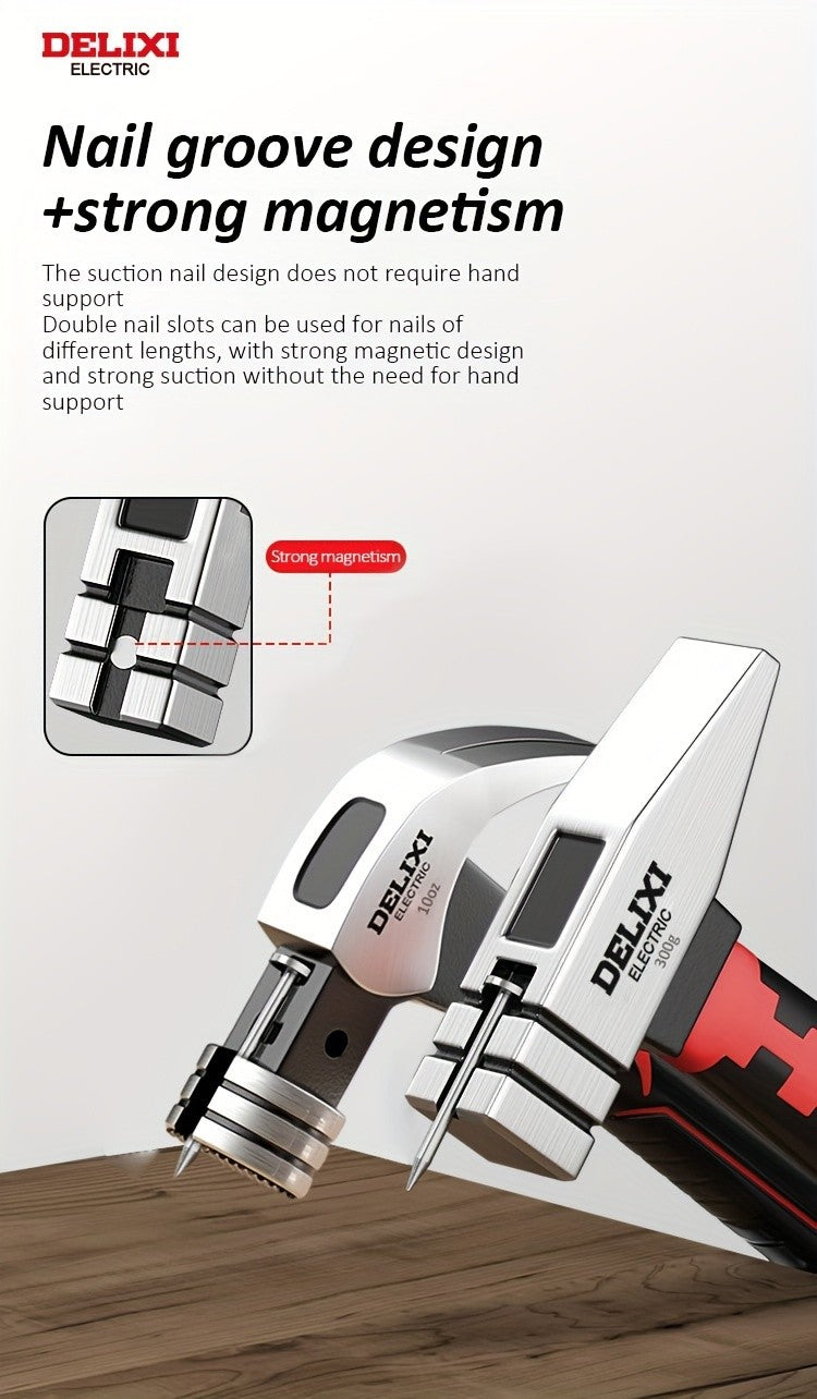 DELIXI ELECTRIC 7-Inch Sheep Horn Hammer Octagonal Hammer Chrome Vanadium Steel High Hardness Nail Hammer Portable Hand Hammer