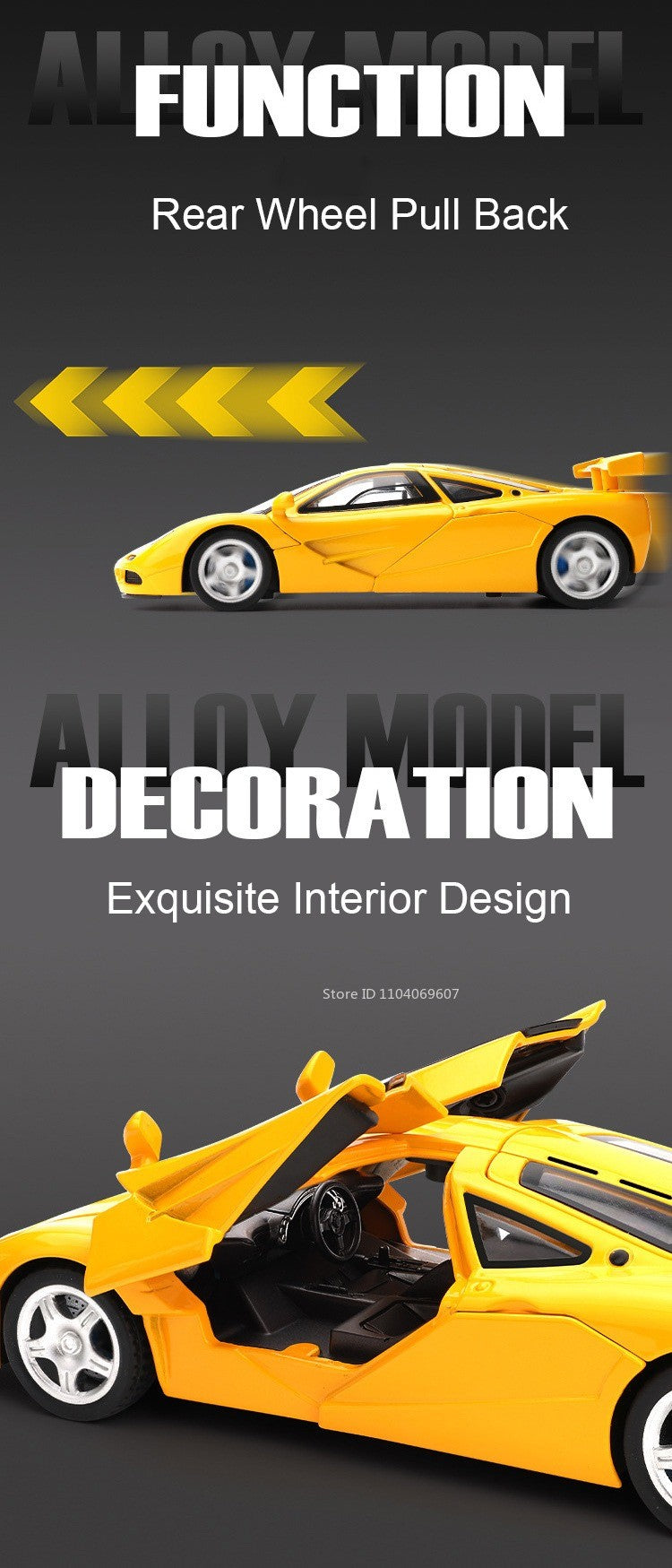 1:32 720S F1 Modelo Miniatura Carros Esportivos Liga Fundida Ornamento Supercarros Som Luz Portas Abertas Puxar Para Trás Presentes Infantis