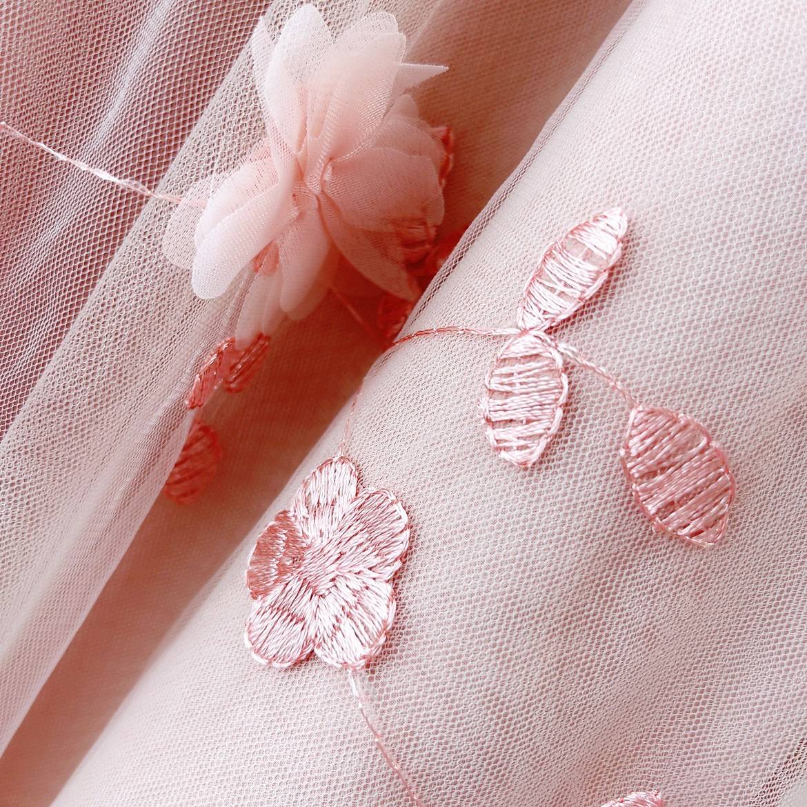 New in A-Line High Waist Embroidery 3D Flower Tulle Midi Skirt Women Spring Summer Pink Chic Elegant Mesh Party Long Skirt