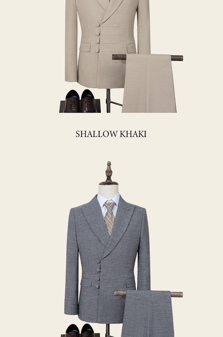 ST Cassy Elegant man suit for wedding Slim Fit Double Breasted Multiple buttons Casual Business man 2 piece outfit set