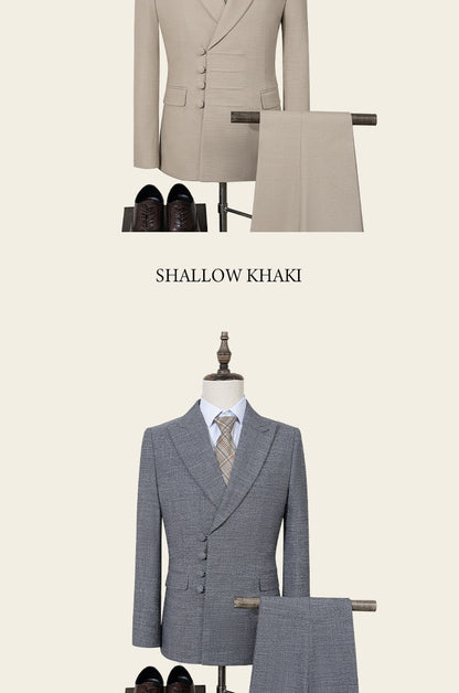 ST Cassy Elegant man suit for wedding Slim Fit Double Breasted Multiple buttons Casual Business man 2 piece outfit set