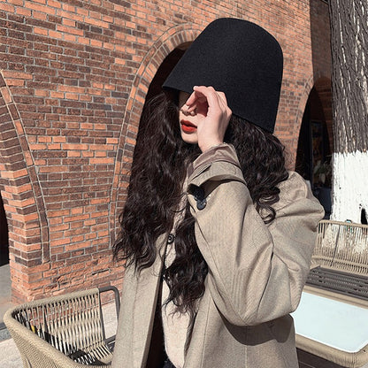 High Quality Wool Fisherman Hat Solid Color Bucket Hats Retro Bell-shaped Basin Cap For Woman Autumn Winter Warm Sun Visors Caps