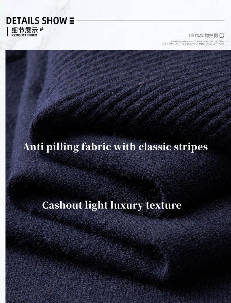 High end brand men's knitted sweater autumn and winter new item high-end striped design Korean version boutique casual pullover
