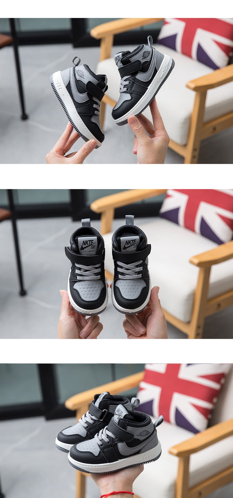 Fashion Kids Sneakers Spring Autumn High Top Breathable Casual Shoes Girls Non-slip Board Shoes Boys Outdoors Basketball Shoes