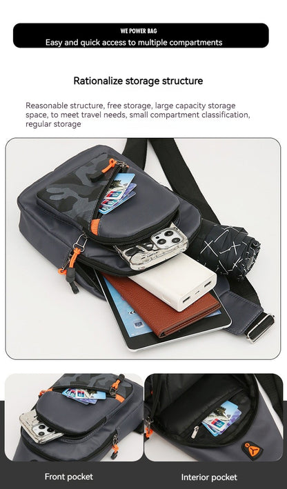 Rilibegan Nylon Men's Chest Bag 2023 New Portable Casual Shoulder Bag Trendy and Unique Design Crossbody Bag