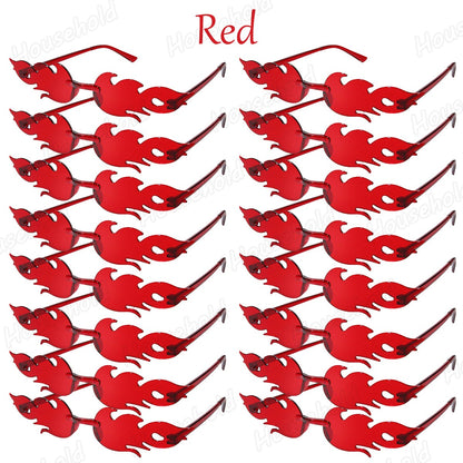 Fun Party Sunglasses Fire Flame Sunglasses Rimless Fire Sunglasses Halloween Candy Color Glasses for Christmas Favors