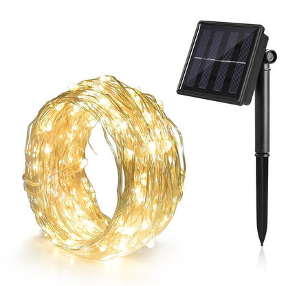 2 Pack LED Solar Light Outdoor Waterproof Copper Fairy Garland String Lights Christmas Party Garden Solar Lamp Decoration 12/22M
