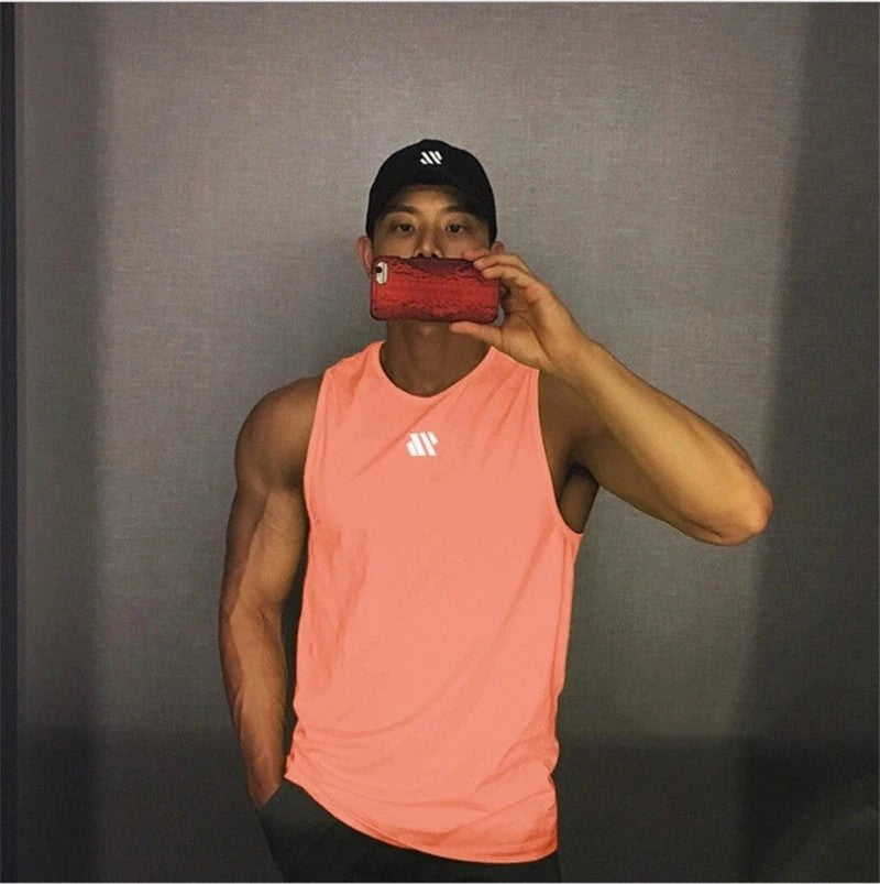 2025 Mens fitness gyms Tank top men Fitness sleeveless shirt Male mesh breathable Sports vest Undershirt Gyms Running vest men