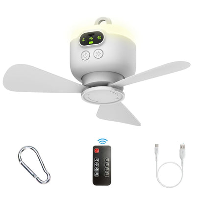 Ceiling Fan Portable Camping Tent Ceiling Canopy Fan 8000mah Rechargeable Wireless Fan Air Circulators with Remote Control Light