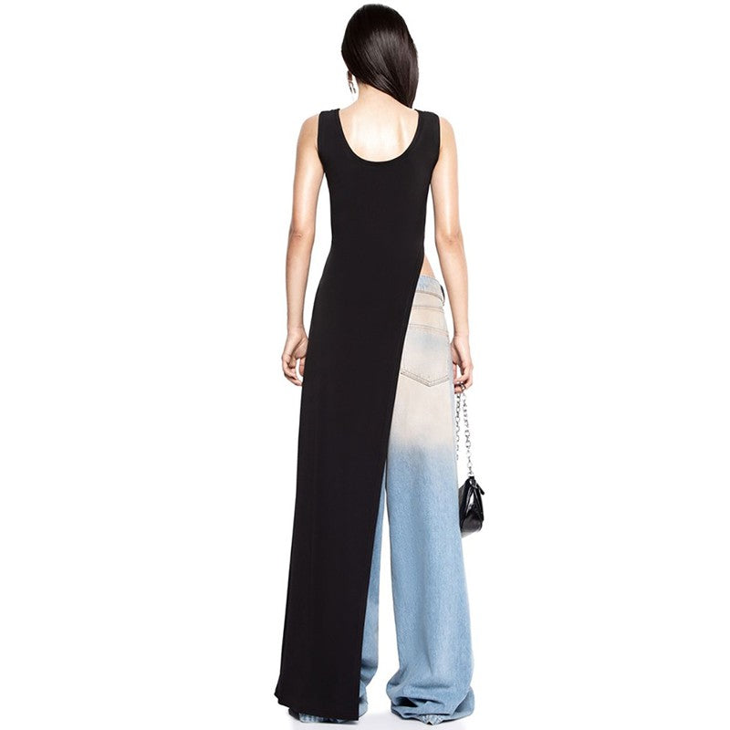 2025 Sexy Sleeveless Side High Split Dress Solid Backless Women Midi Dresses Sum