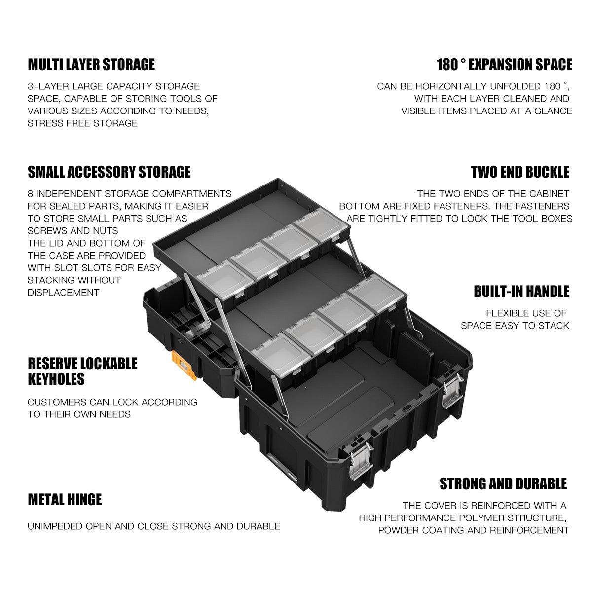 AIRAJ Conjunto de Caixa de Ferramentas Modular Empilhável - Caixa de Ferramentas Portátil com Rodas para Montagem Modular e Fácil Mobilidade que Economiza Espaço!