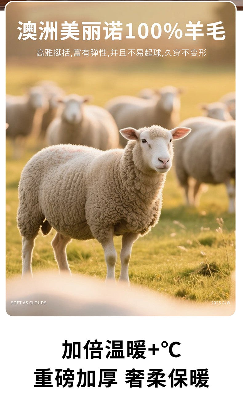 Autumn Winter Thickened Warm 100% Pure Wool Vest Men's Vest with Hood Zipper Cardigan Casual Pocket Sweater Jacket