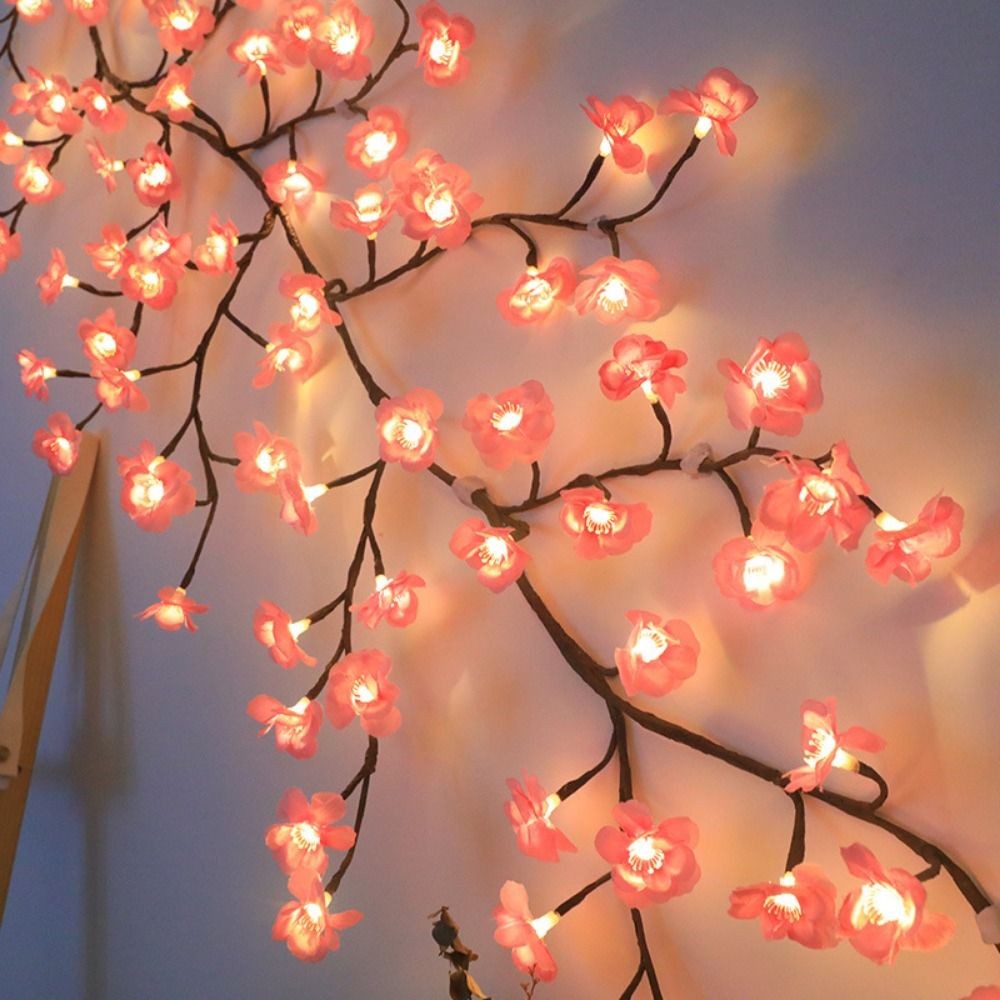 Cherry LED Tree Branch Lights for Wall Cherry Blossom Willow Vine Twig Decor Garland Christmas Decorations Indoor Home Wall Door