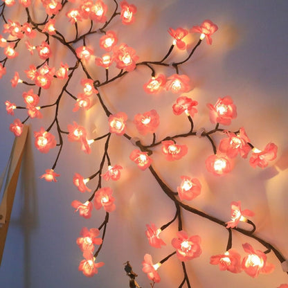Cherry LED Tree Branch Lights for Wall Cherry Blossom Willow Vine Twig Decor Garland Christmas Decorations Indoor Home Wall Door