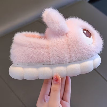 Boys & Girls Autumn Winter Cotton Slippers Kids Slip-On Warm Shoes Cute Rabbit Non-slip Soft Comfortable Plush Home Indoor Shoes