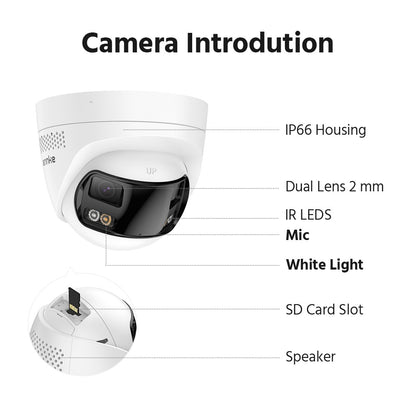 ANNKE 4K 8MP POE Surveillance Camera Dual Lens outdoor poe camera 1/2/4PCS Color Night Vision CCTV Video Security Camera For NVR