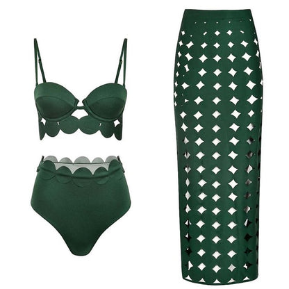 Summer Women Sexy Swimsuit Laser Cutting Circularity Bikini Set One Piece Swimwear Vacation Beachwear Luxury Bathing Suit