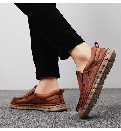 Men Handmade Genuine Leather Loafers Casual Comfortable High Quality Retro Business Shoes Spring and Autumn Men's Dress Shoes