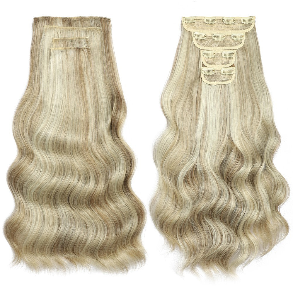 Bio Body Wave Clip in Hair Extensions 22 polegadas 4 peças/lote 220g Macio Natural Fibra Sintética Resistente ao Calor Clip in