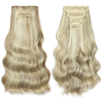 Bio Body Wave Clip in Hair Extensions 22 polegadas 4 peças/lote 220g Macio Natural Fibra Sintética Resistente ao Calor Clip in