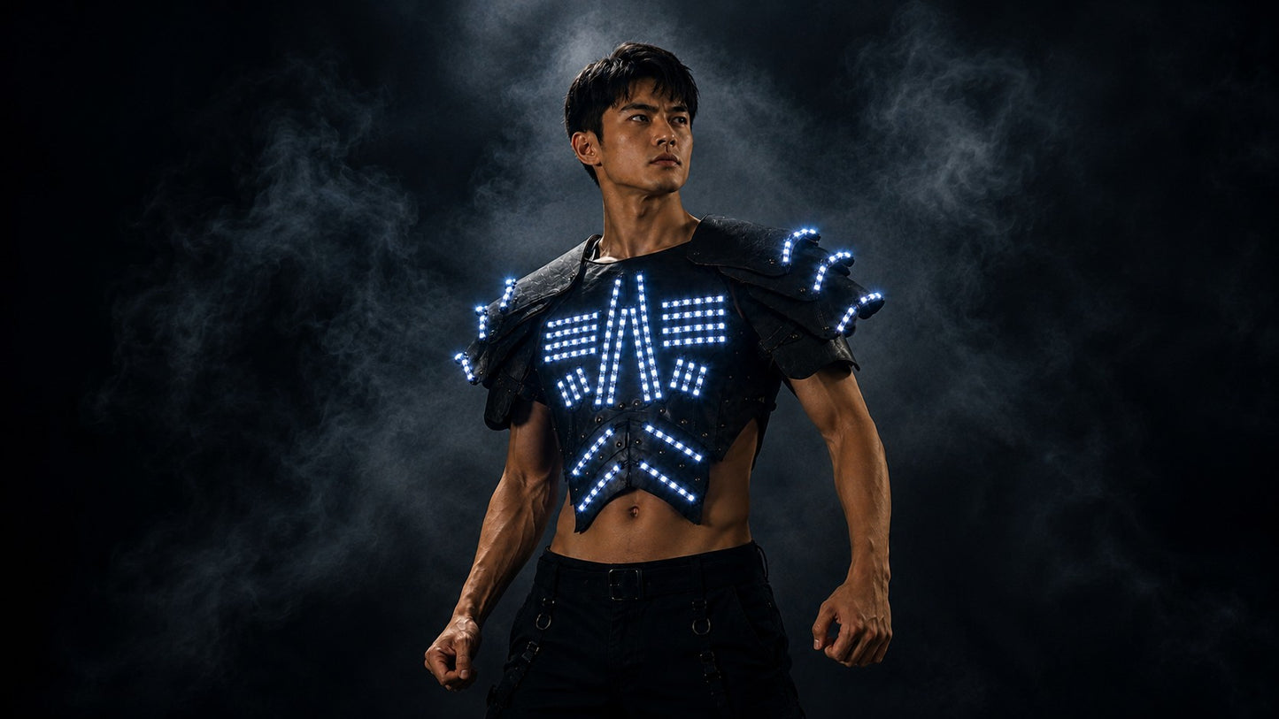 Cyber LED Glow Armor Cape – Illuminated Cosplay & Club Wear