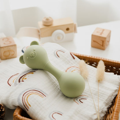 Silicone Baby Rattle Toy Food-grade Baby Teething Tape The Cartoon Bear Shakes The Music Toy Babies' Sensory Touch Toy Baby Gift