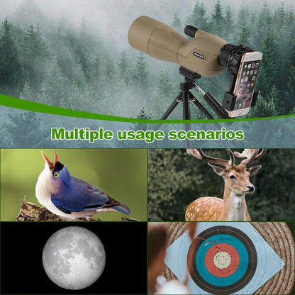 Telescópio Terrestre HD 25-75x60 com Zoom Potente, À Prova D'água, Prisma BAK4 de Longo Alcance para Equipamento de Acampamento com Tripé